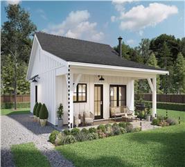 Farmhouse Home Plan - 1 Bedrms, 1 Baths - 672 Sq Ft - #211-1070