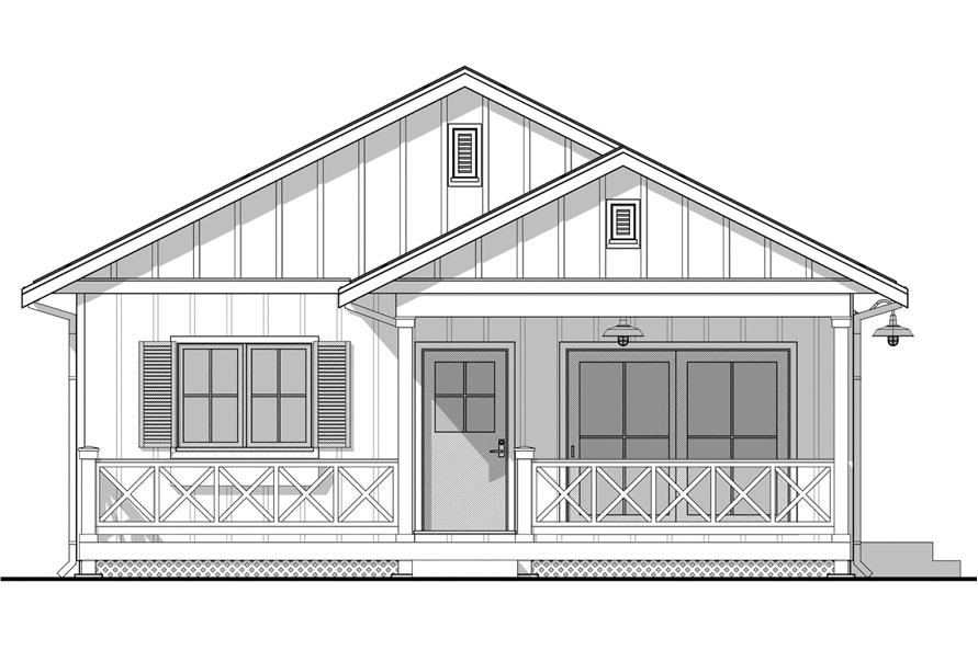 Home Plan Front Elevation of this 2-Bedroom,784 Sq Ft Plan -211-1074