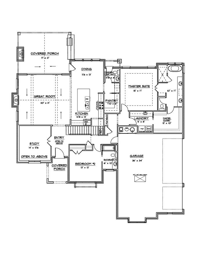 Cottage Floor Plan - 4 Bedrms, 3.5 Baths - 3438 Sq Ft - #212-1012