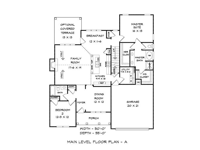 Craftsman Floor Plan - 4 Bedrms, 3 Baths - 2373 Sq Ft - #213-1018