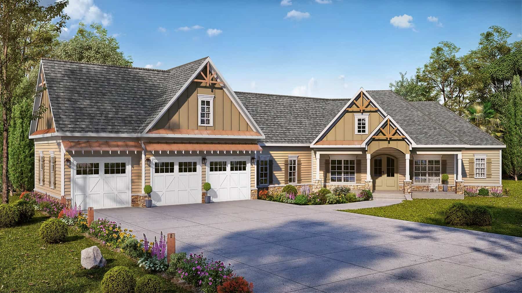 Craftsman Home Plan - 4 Bedrms, 3.5 Baths - 3038 Sq Ft - #213-1024