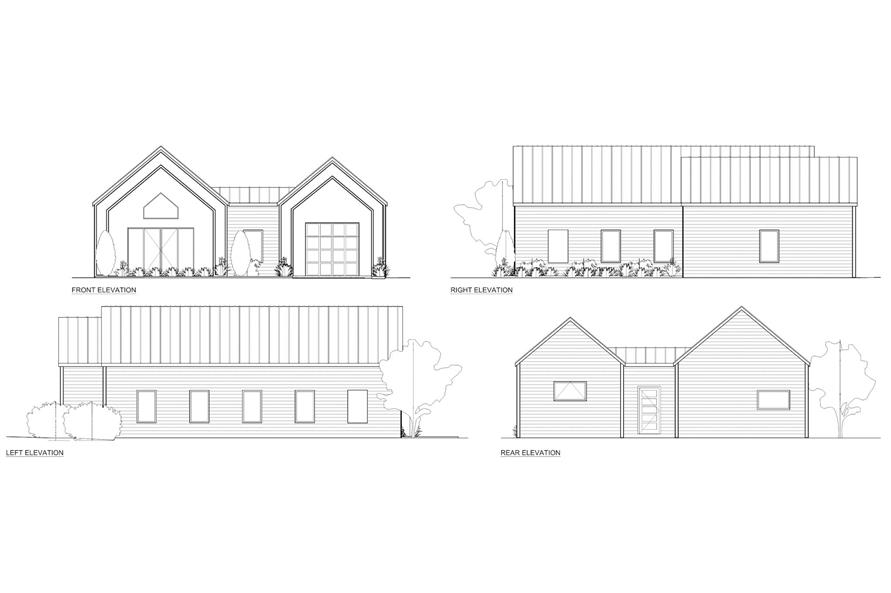 Home Plan Elevations of this 1-Bedroom,740 Sq Ft Plan -216-1004