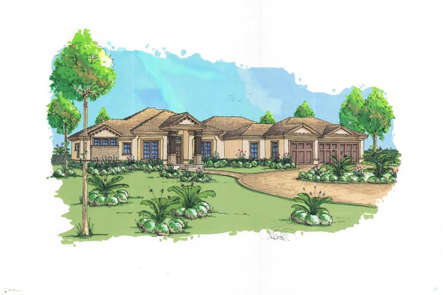 Home Plan Front Elevation of this 4-Bedroom,4038 Sq Ft Plan -219-1000