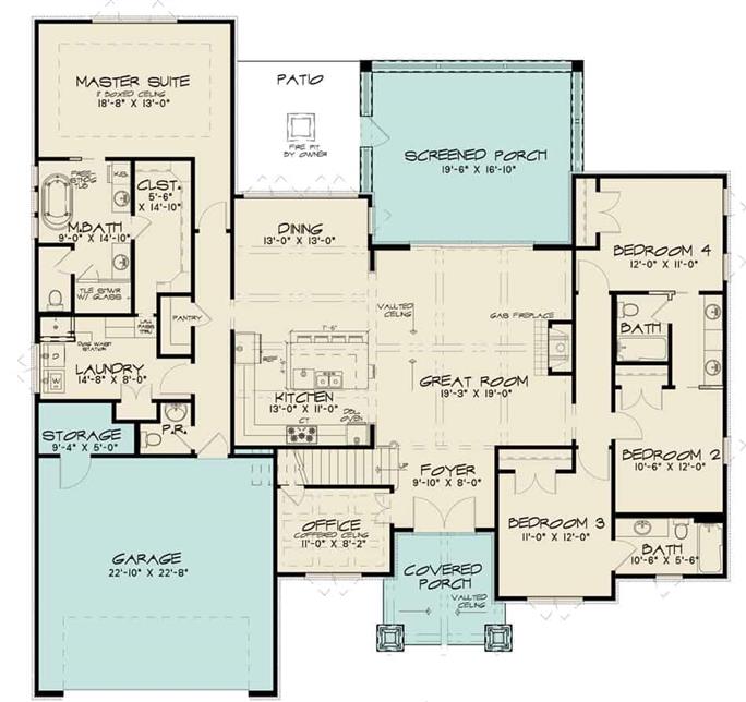 European Home Plan - 4 Bedrms, 4.5 Baths - 2570 Sq Ft - #221-1002