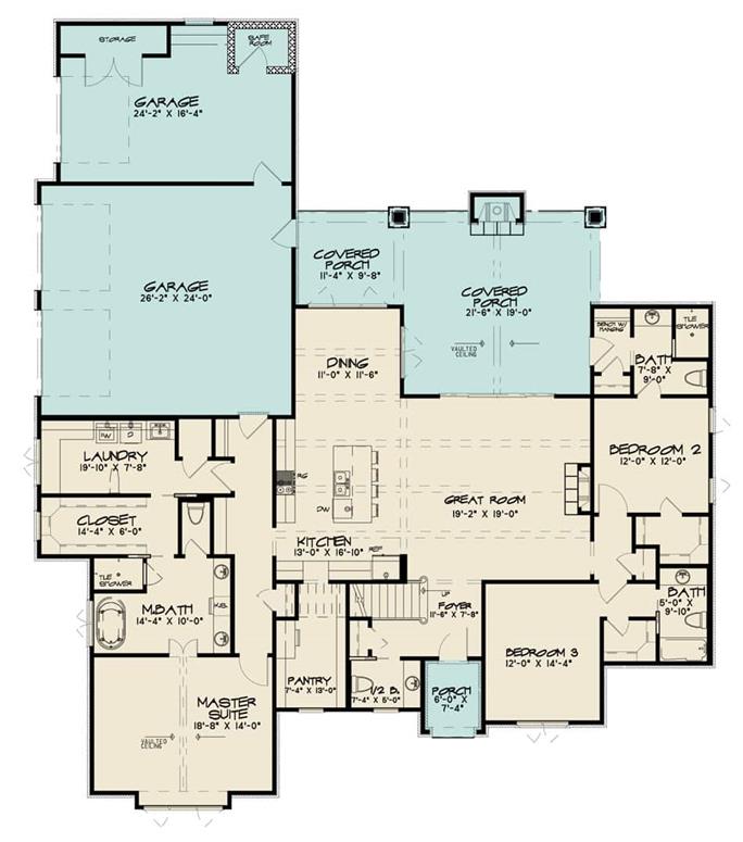 Traditional House Plan - 3 Bedrms, 4.5 Baths - 2662 Sq Ft - #221-1003