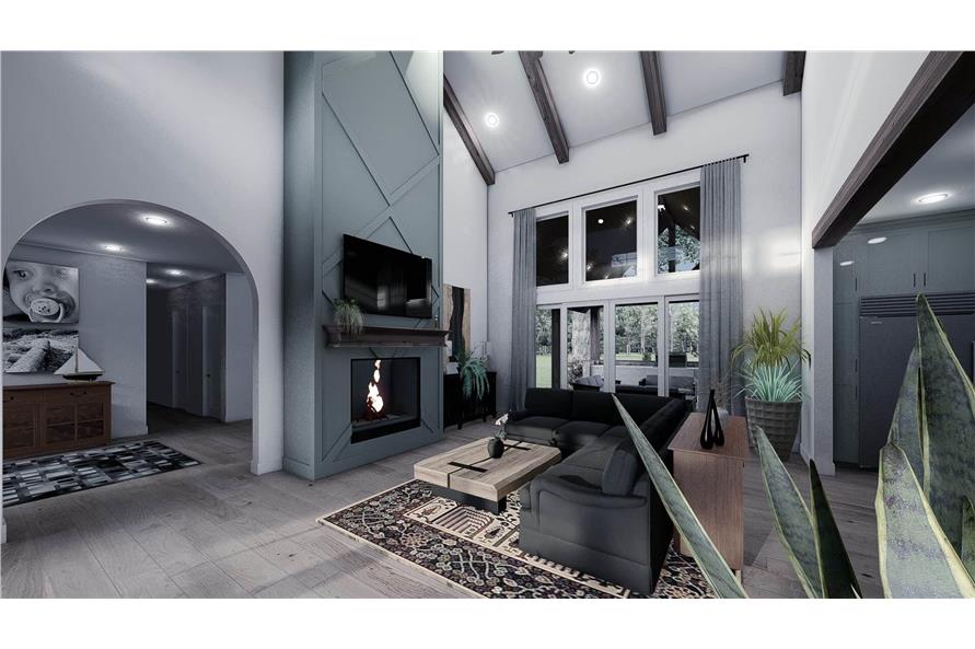 Great Room: Fireplace of this 4-Bedroom,4154 Sq Ft Plan -221-1006