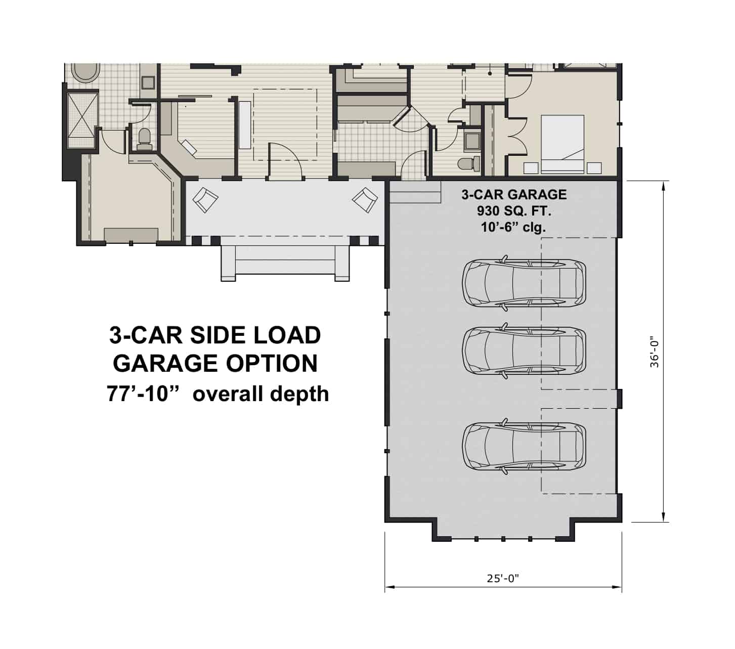 Side Load 3-Car Garage Option Layout