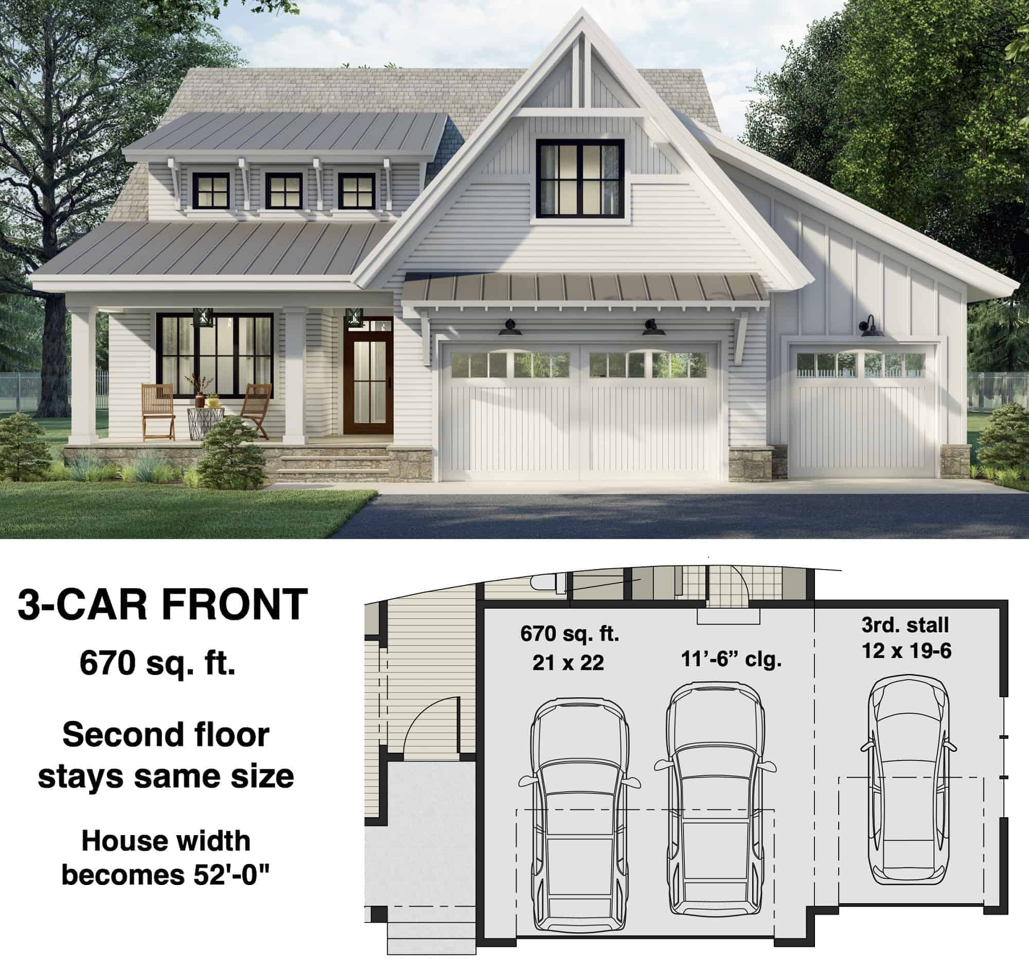 Front Load 3-Car Garage Option Layout