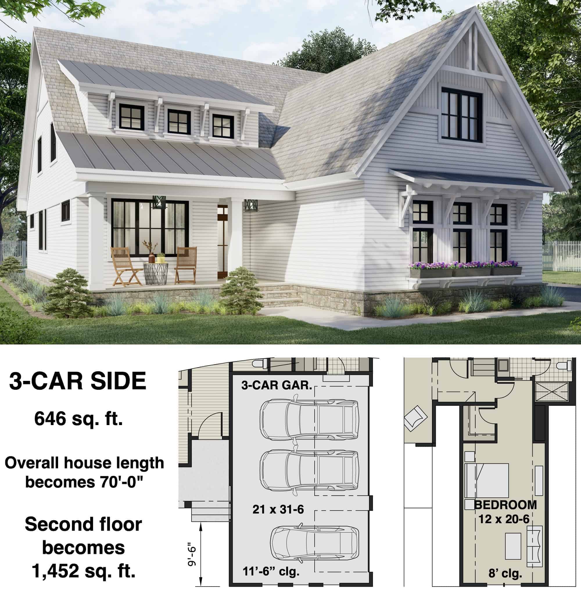 Side Load 3-Car Garage Option Layout